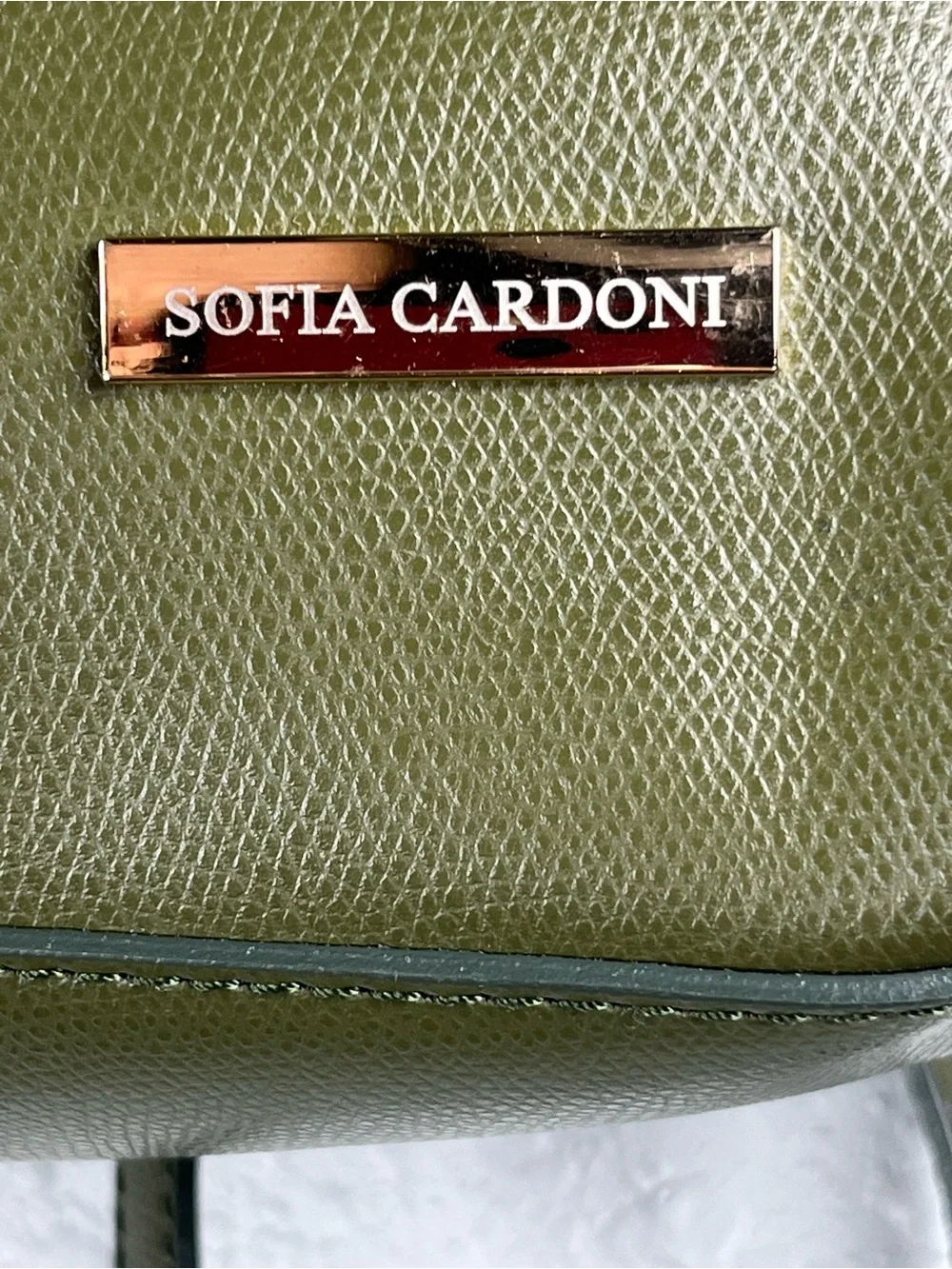 Sofia Cardoni Olive Green Backpack Gold Hardware Faux Leather Purse